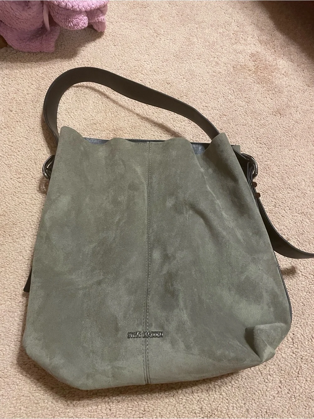 Steve Madden Olive Suede Hobo with Black Strap